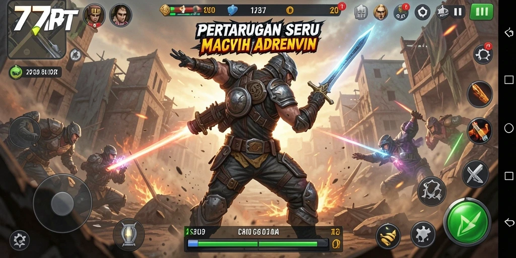 Tangkapan layar gameplay 77RT yangseru dan mendebarkan.