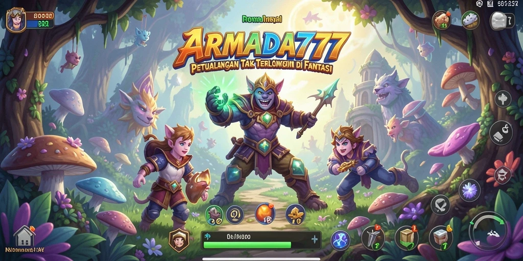 Screenshot menampilkan aksi petualangan mendebarkan di ARMADA777.