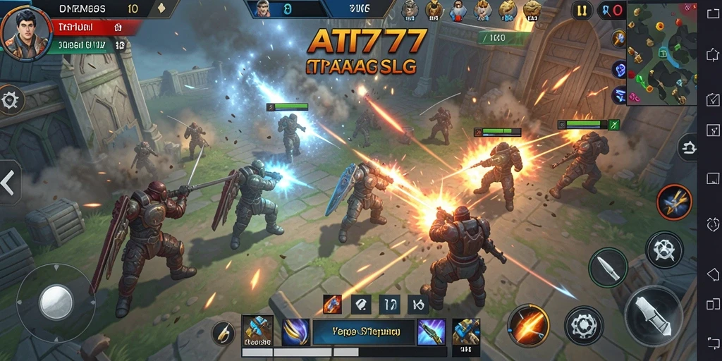 Screenshot utama AT777 menampilkan pertempuran strategi yang mendebarkan.