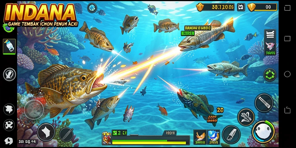 Tampilan menarik dari gameplay Tembak Ikan di INDAAA.