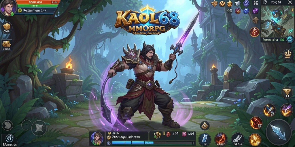 Tangkapan layar gameplay KAOL68 dengan pertarungan epik di dunia fantasi.