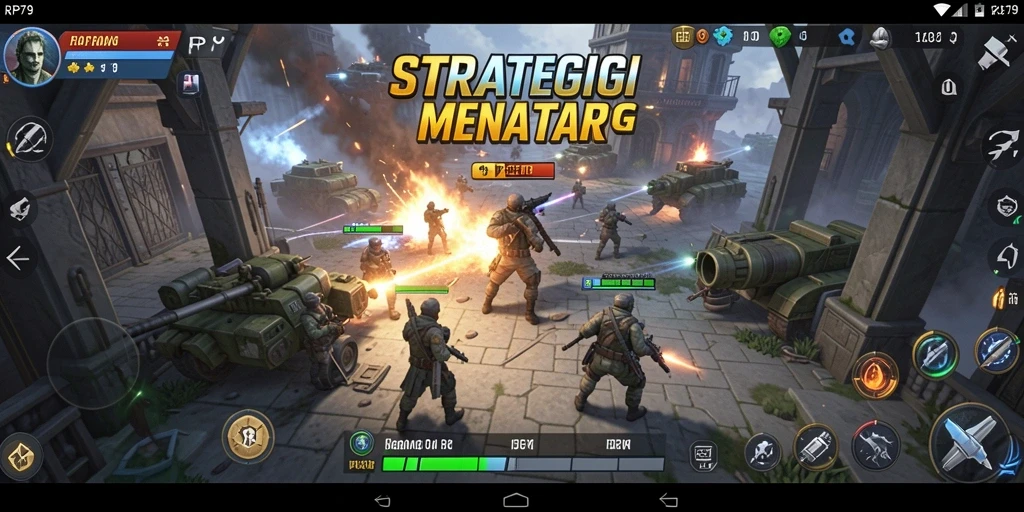 Tangkapan layar utama RP79 menampilkan aksi strategi yang mendebarkan.